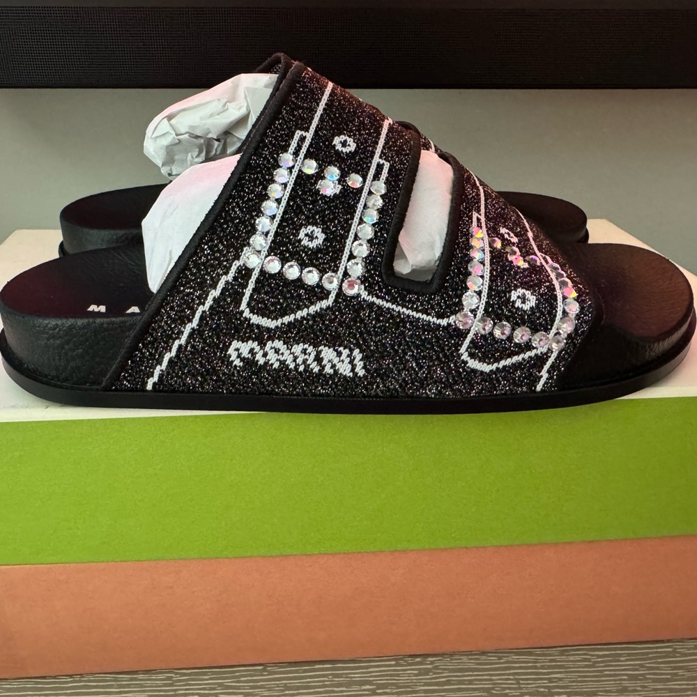 Marni Black Jacquard Sandal